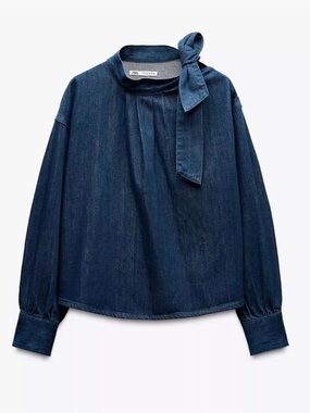 NEW Zara Z1975 TIE DENIM SHIRT - MEDIUM - REF. 6147/169